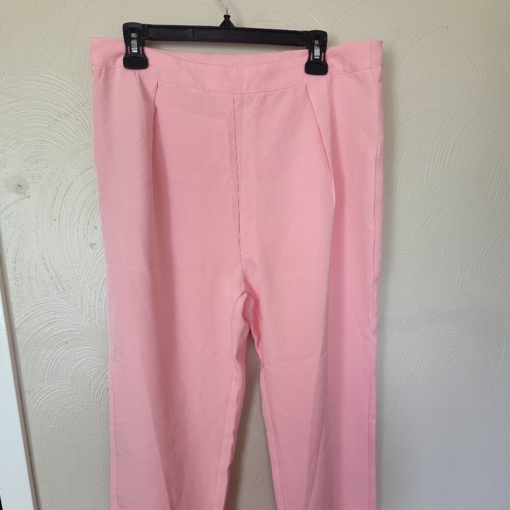 Neon Pink Skinny Slack Pants